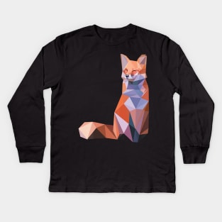 Fox Abstract Polygon Art Cool Geometric Wild Animal Kids Long Sleeve T-Shirt